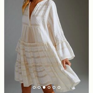 Anthropologie Devotion Twins embroidered Tunic Dress, Size L